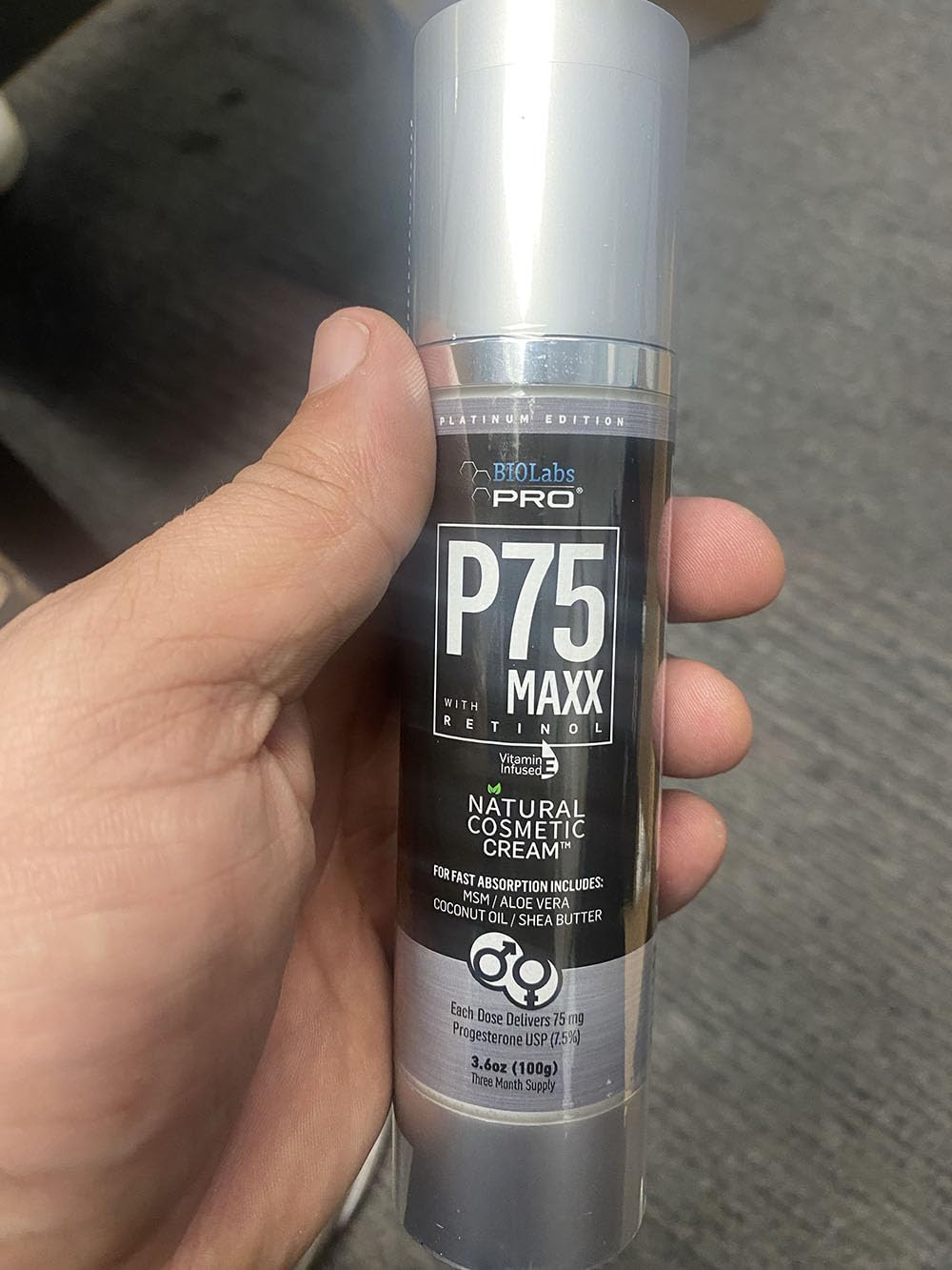 BIOLABS PRO Natural P75 Maxx with Retinol Cosmetic Cream - 7000MG Progesterone per Bottle - 7.5% BIOLABS PRO