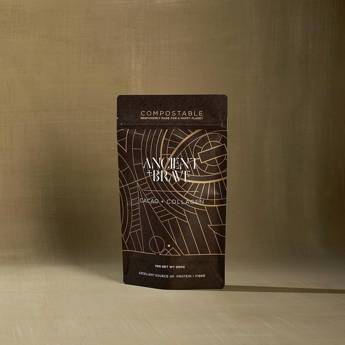 Ancient + Brave - Cacao + Collagen Powder 250g - Peruvian Raw Cacao Hot Chocolate with Grass Ancient + Brave