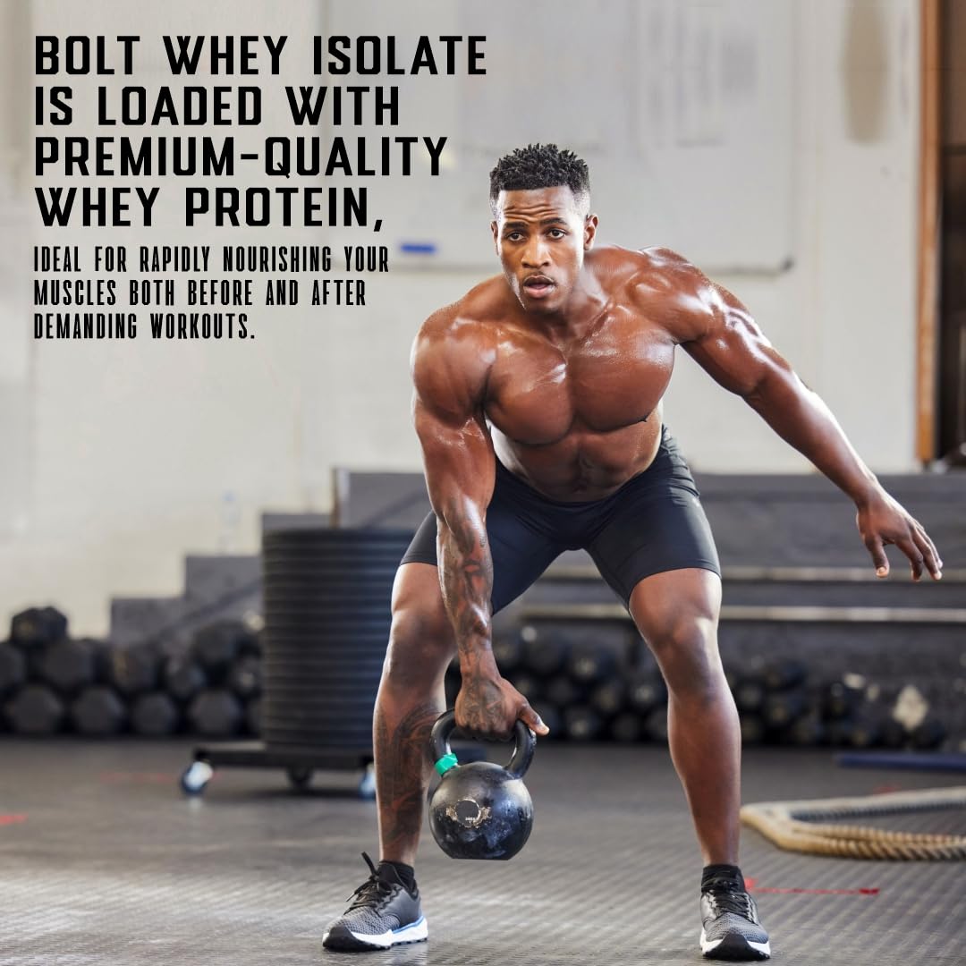 Bolt Nutrition Whey Isolate Protein Powder | with Superfood Phycocyanin | Muscle Strength Bolt Nutrition