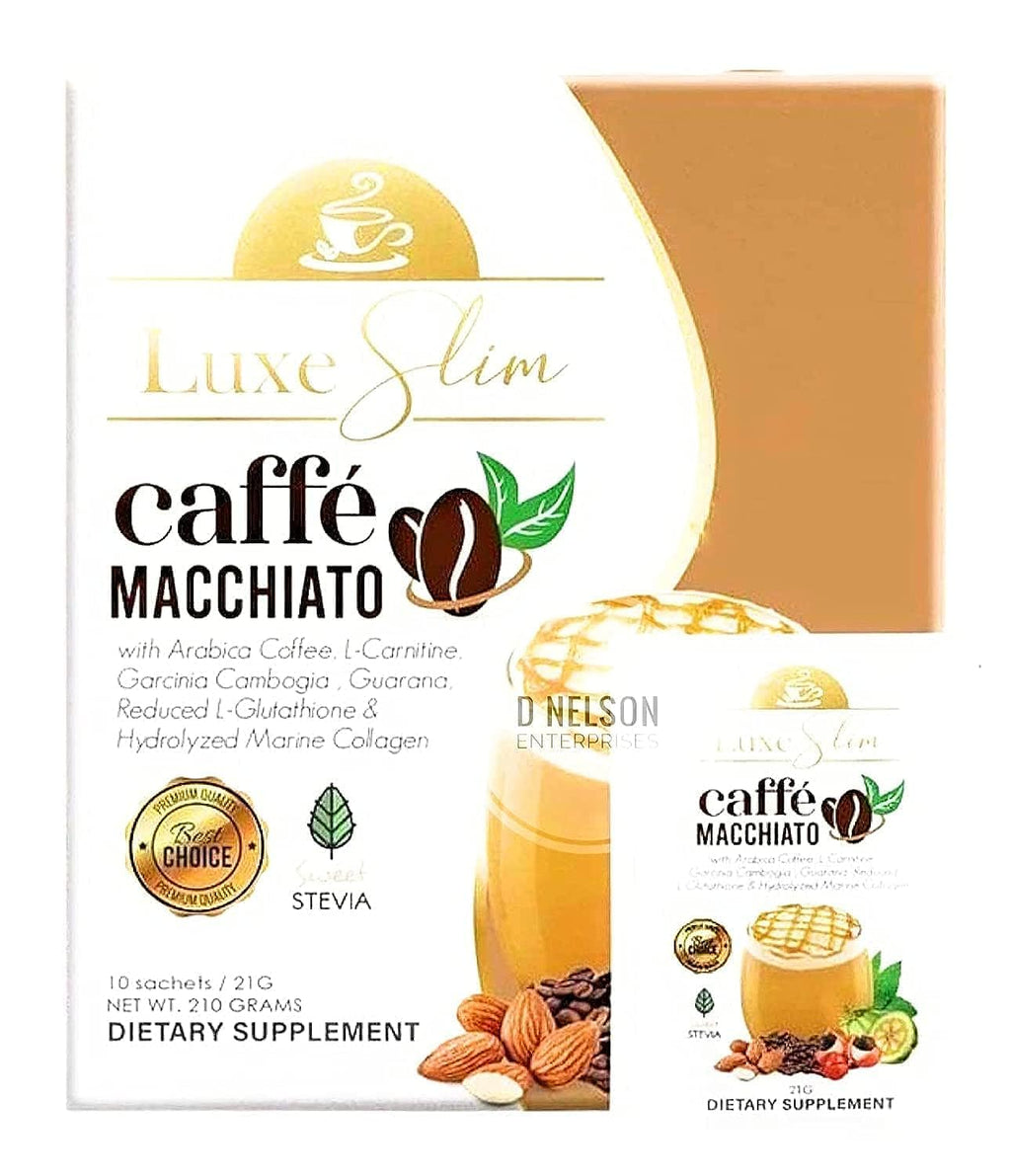 Luxe Slim Cafe Macchiato with Hydrolyzed Collagen & Glutathione, 21g x 10 Sachets, 0.74 Ounce