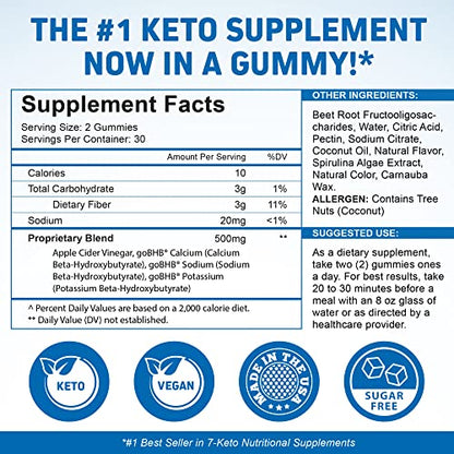 Herbtonics Keto Apple Cider Vinegar Gummies - Digestion & Detox Support - Sugar Free Keto