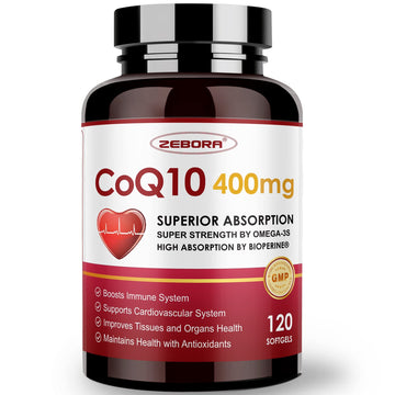 CoQ10-400mg-Softgels with PQQ, BioPerine & Omega-3, Coenzyme Q10(Ubiquinone) 