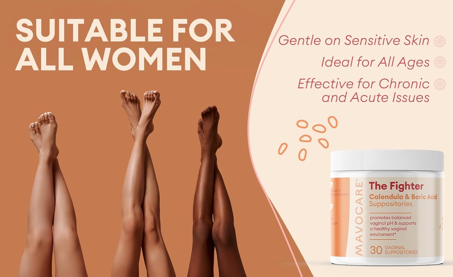 MavoCare Boric Acid Suppositories for Women – 600mg with Calendula & Vitamin E – BV & Yeast Infection Support, pH Balance, Odor Relief, Fast-Dissolving, Moisturizing, Vegan Formula MavoCare, Inc.