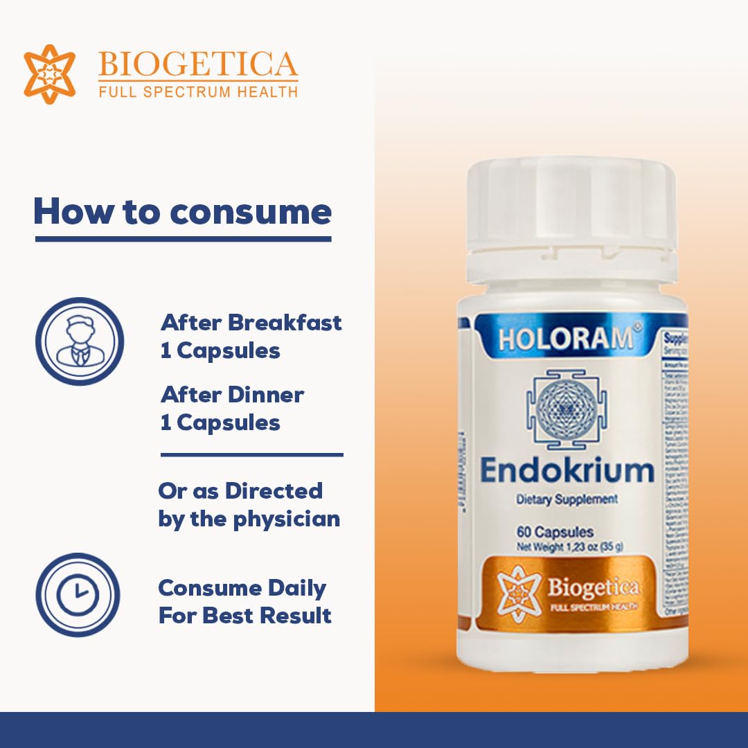 Biogetica Holoram Endokrium Supplement: 60 Capsules of 100% Vegan - Sage, Cimicifuga, Rosemary Biogetica