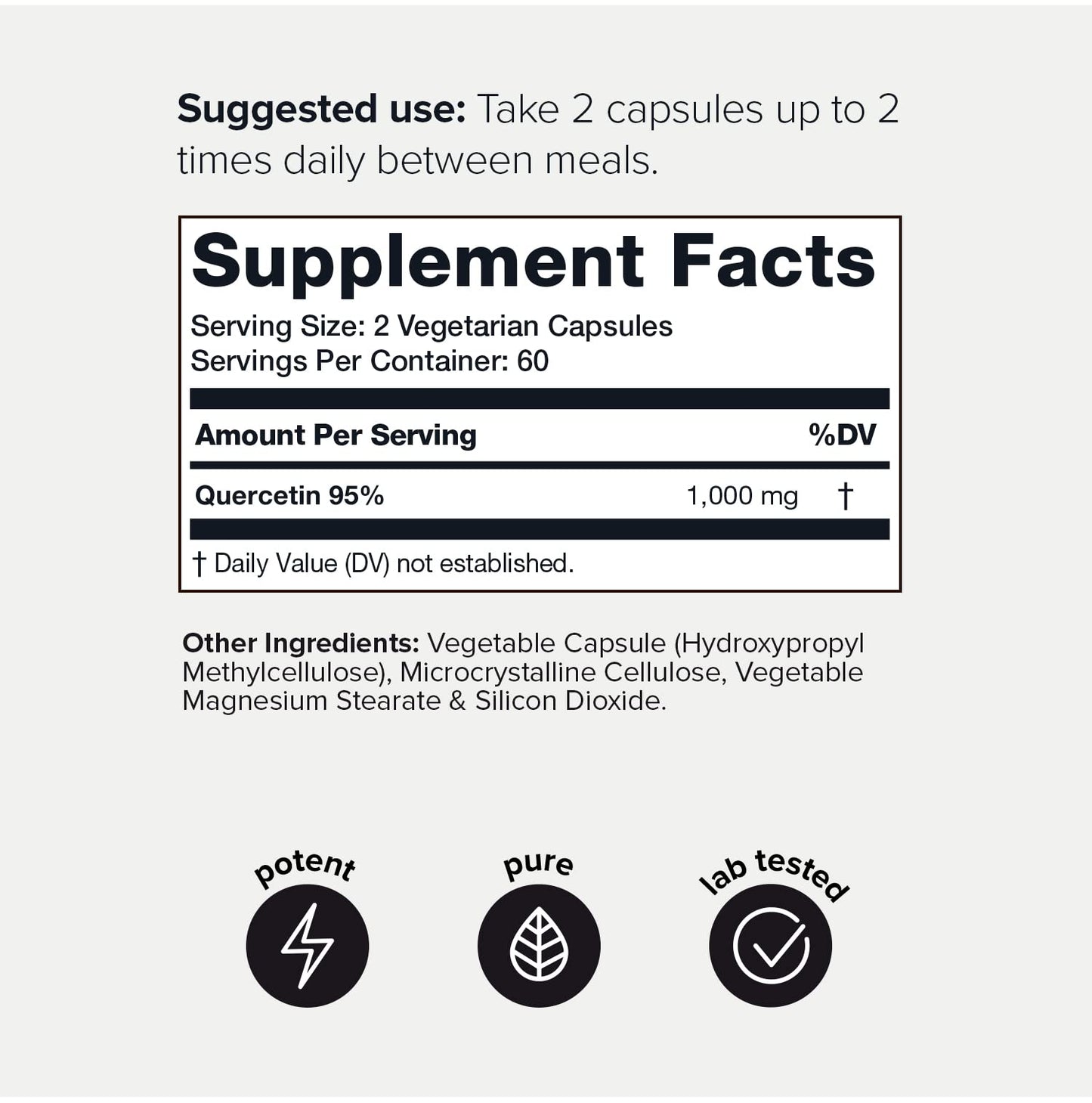 Toniiq Ultra High Purity Quercetin Capsules - 95%+ Highly Purified and Bioavailable