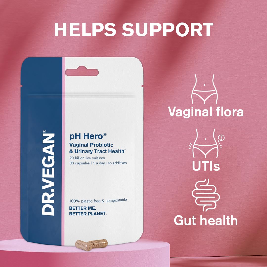 DR.VEGAN | pH Hero | Supports Balanced Vaginal Flora | 50bn CFU | Cranberry | Sea Buckthorn dr vegan