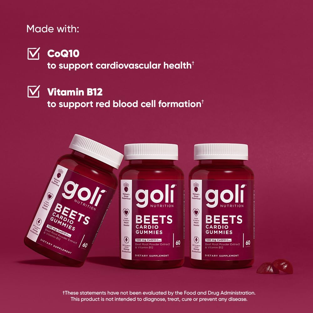 Goli Nutritional Supplement, Beets Cardio Gummy - 60 Count - CoQ10 & Beet Root Extract