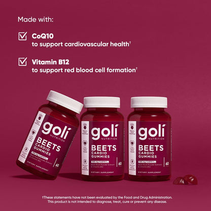 Goli Nutritional Supplement, Beets Cardio Gummy - 60 Count - CoQ10 & Beet Root Extract