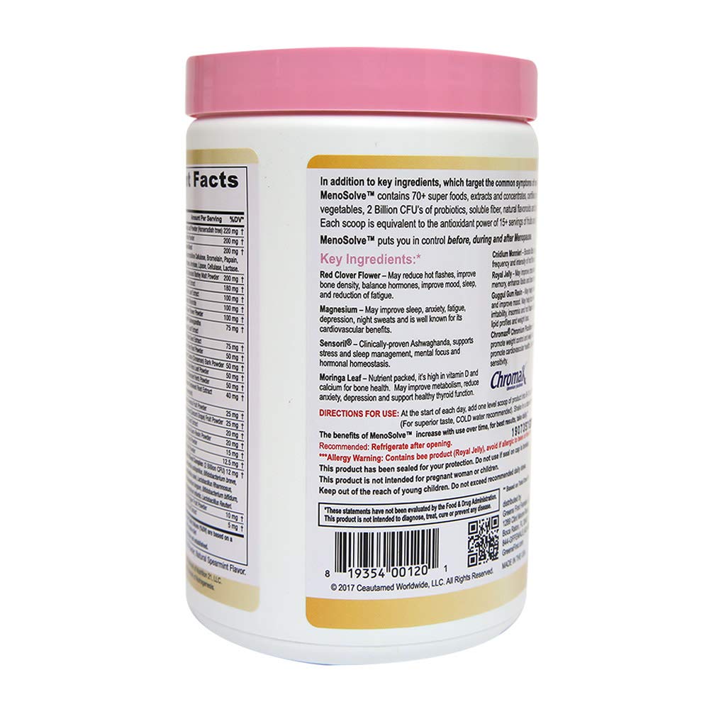 Greens First Female MenoSolve Plus Probiotics, Natural Relief for Menopause, 30 Servings Greens First