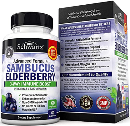 Elderberry with Zinc and Vitamin C for Adults - Immune Support Vitamins
