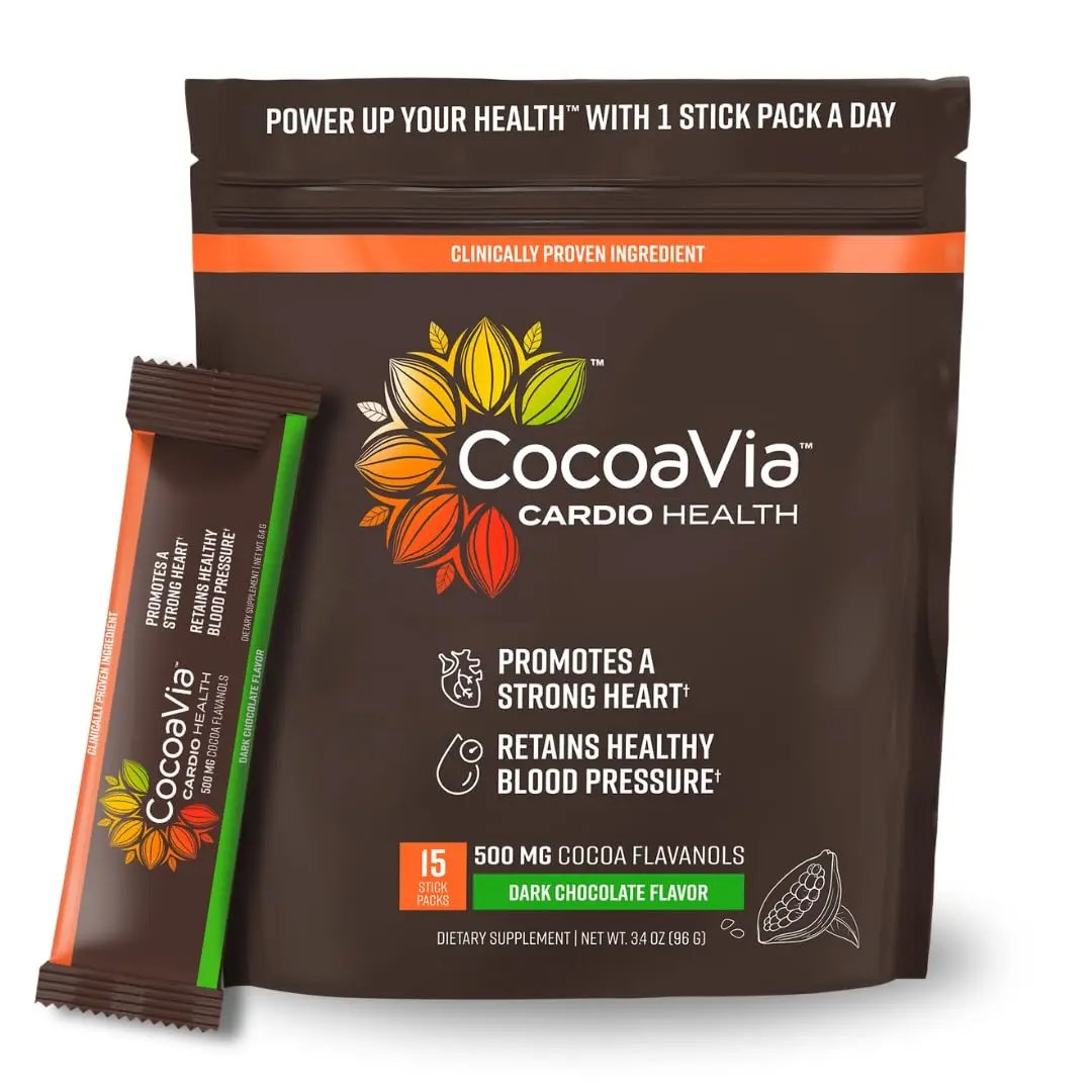 CocoaVia Cardio Health Cocoa Powder, 15 Single Serve Sticks, 500mg Cocoa Flavanols
