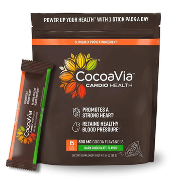 CocoaVia Cardio Health Cocoa Powder, 15 Single Serve Sticks, 500mg Cocoa Flavanols