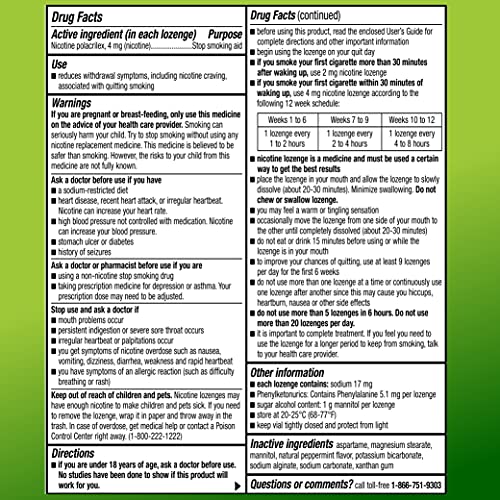 Amazon Basic Care Nicotine Polacrilex Lozenges, 4 mg, Mint Flavor Amazon Basic Care