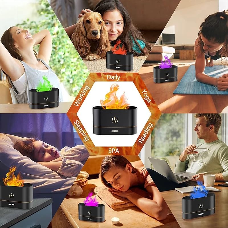 Flame Aroma Diffuser Humidifier 180ml, Oil Essential 2 Modes Brightness Aroma Humidifier Generic