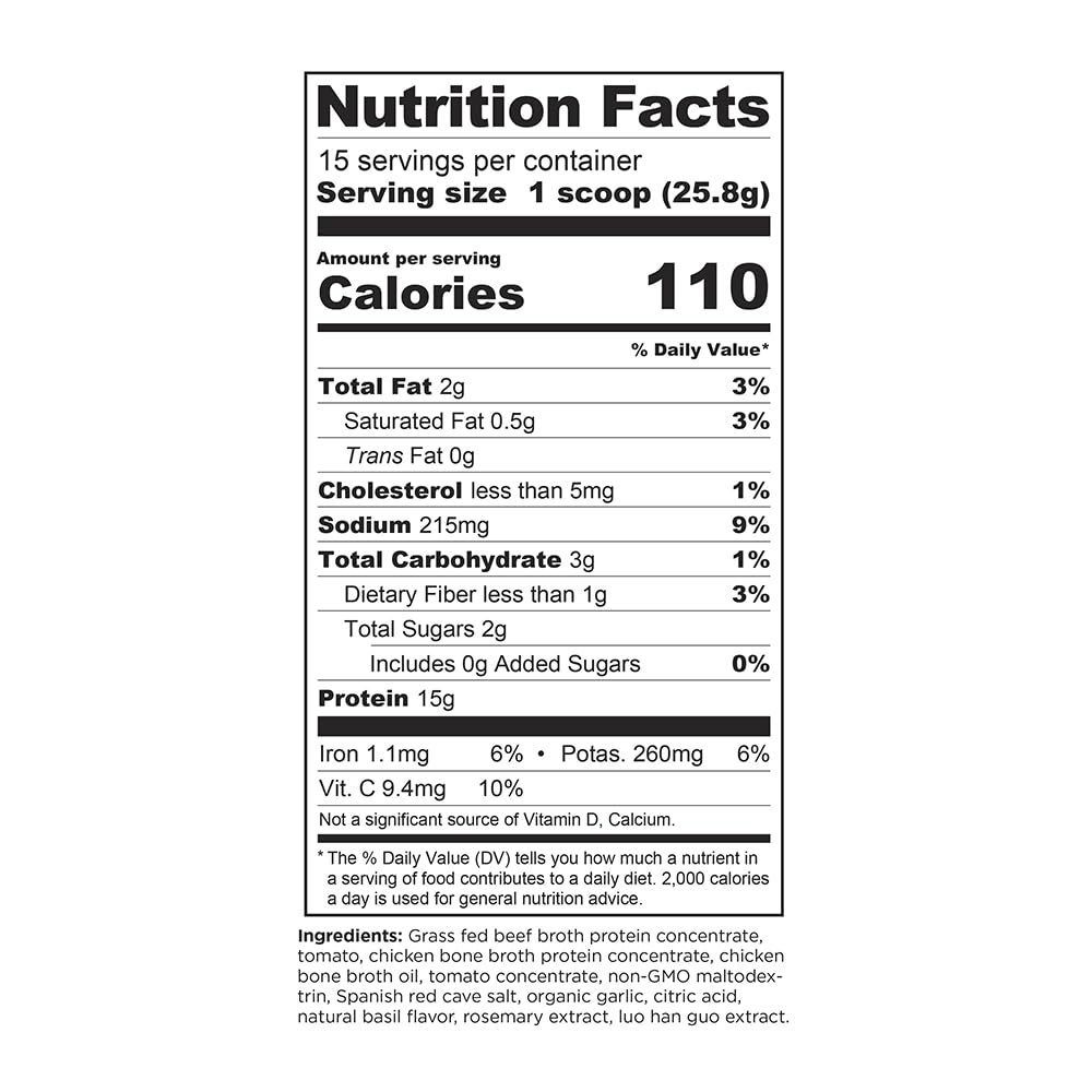 Ancient Nutrition Bone Broth Protein Powder, Tomato Basil, Grass-Fed Chicken and Beef Ancient Nutrition