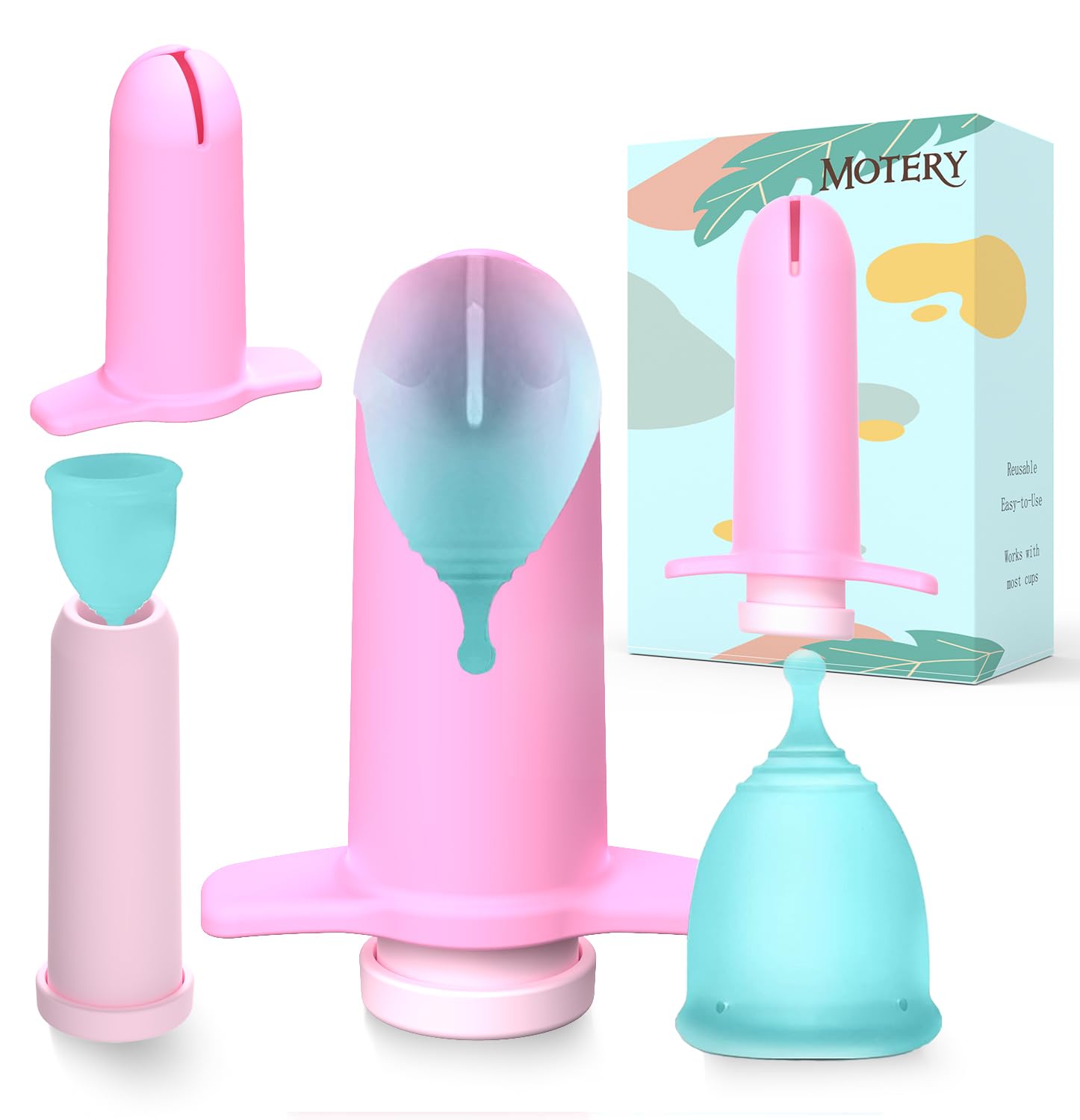 Mottery Applicator Tool for Menstrual Cups for Easy Insertion,Reusable Period Cup Applicator Set