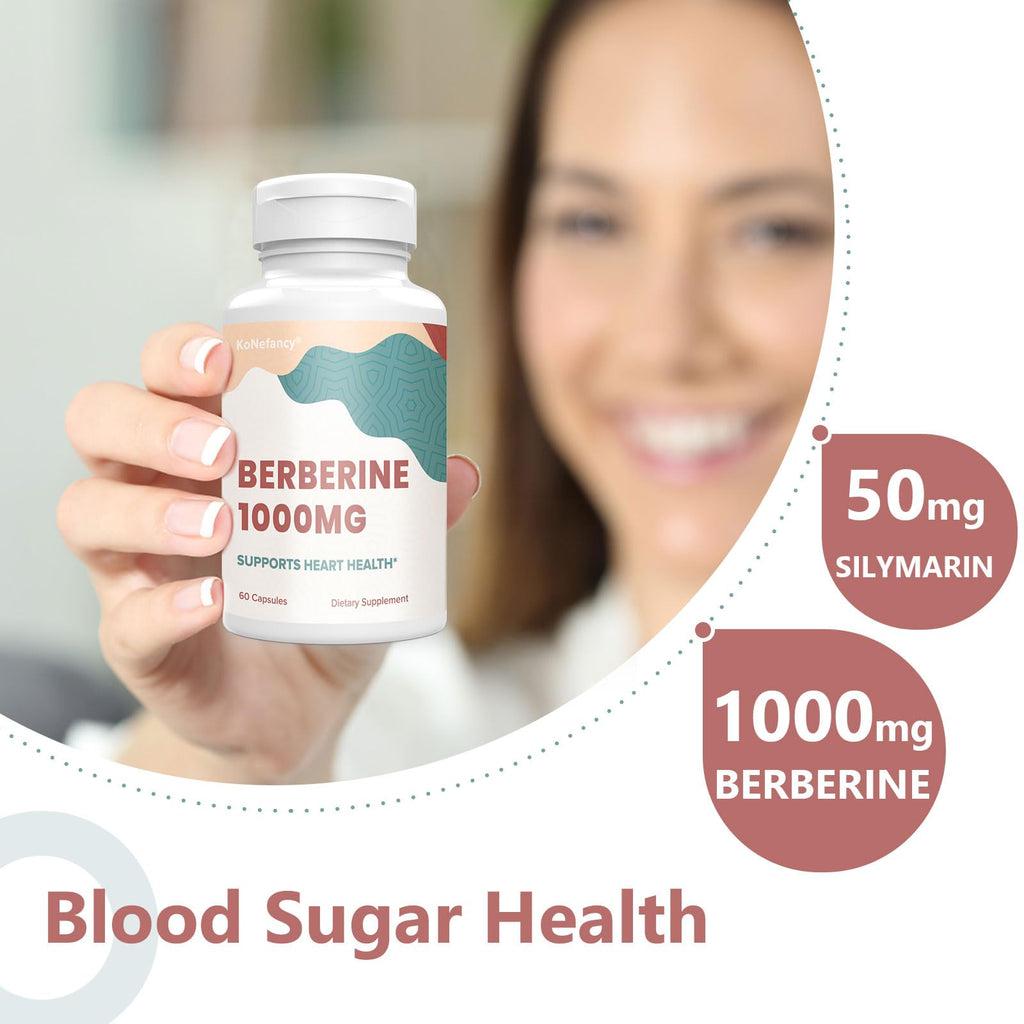 KoNefancy Berberine HCL Supplement 1000mg, High Absorption Berberine Plus Vegan
