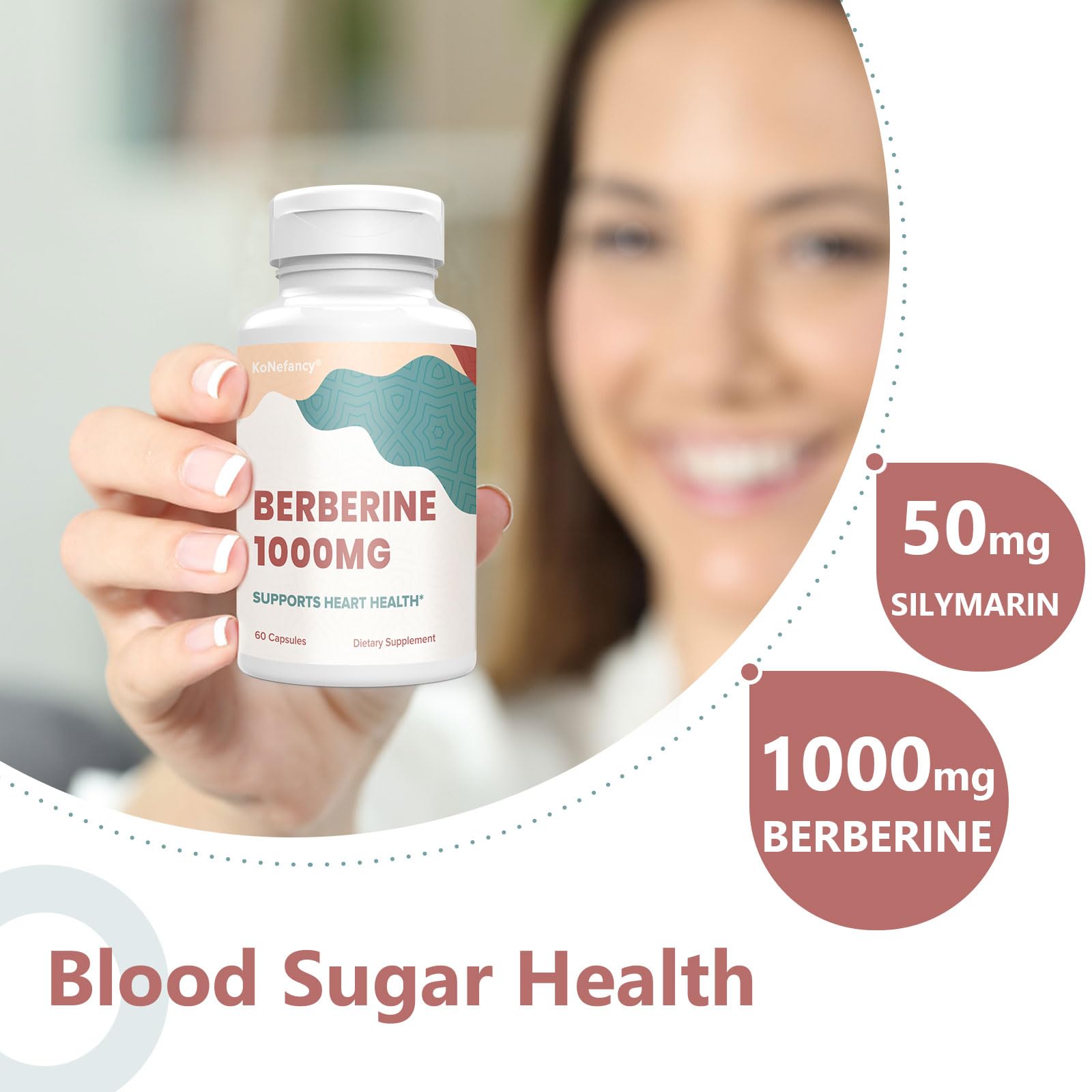 KoNefancy Berberine HCL Supplement 1000mg, High Absorption Berberine Plus Vegan