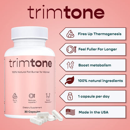 Trimtone Pills, 100% Natural Weight Management Formula for Women, Mood & Energy