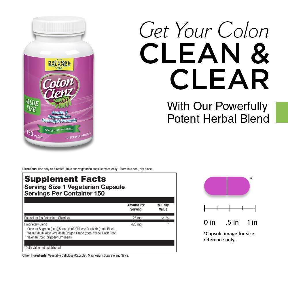 Natural Balance Colon Clenz | Herbal Colon Cleanse & Detox Supplement | Gentle & Dependable Natural Balance