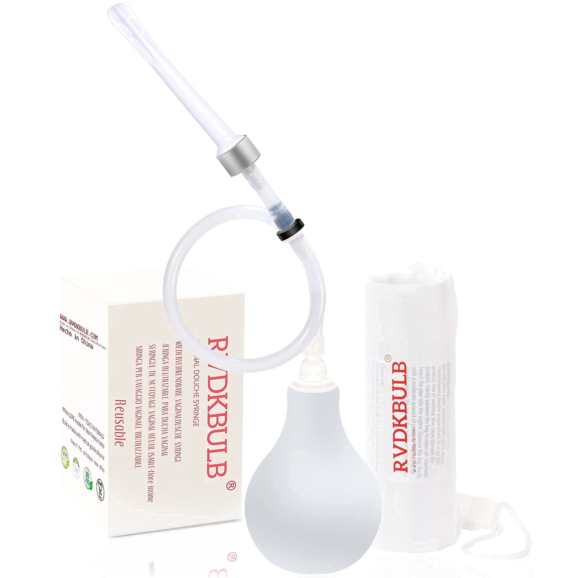 RVDKBULB Natural Vaginal Cleansing System with 3 One-Way Valves - Vaginal Douche for Women RVDKBULB