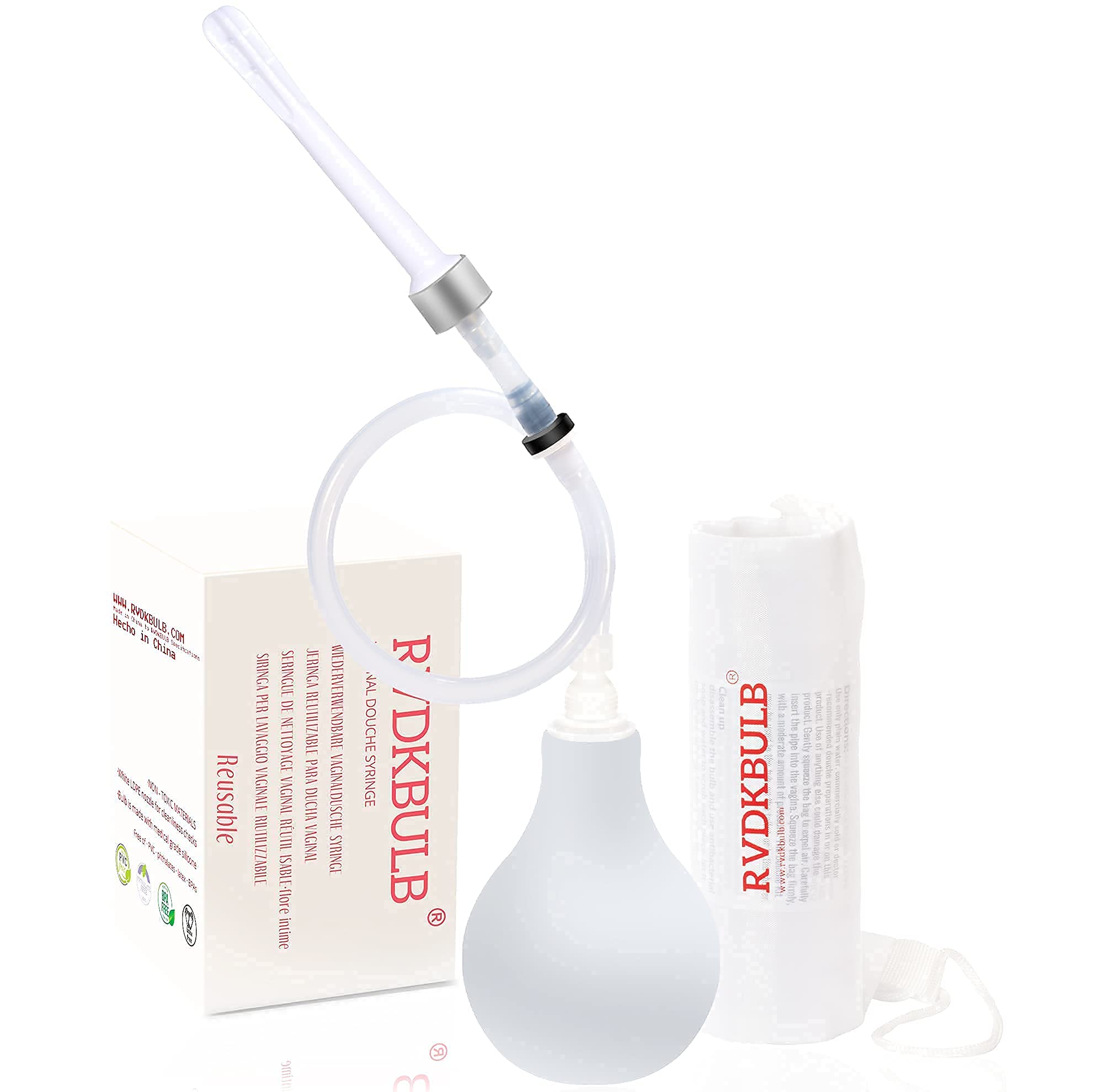 RVDKBULB Natural Vaginal Cleansing System with 3 One-Way Valves - Vaginal Douche for Women RVDKBULB