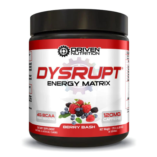 Driven Nutrition DYSRUPT: BCAA + Caffeine with Electrolytes: Sugar & Gluten Free Supplement