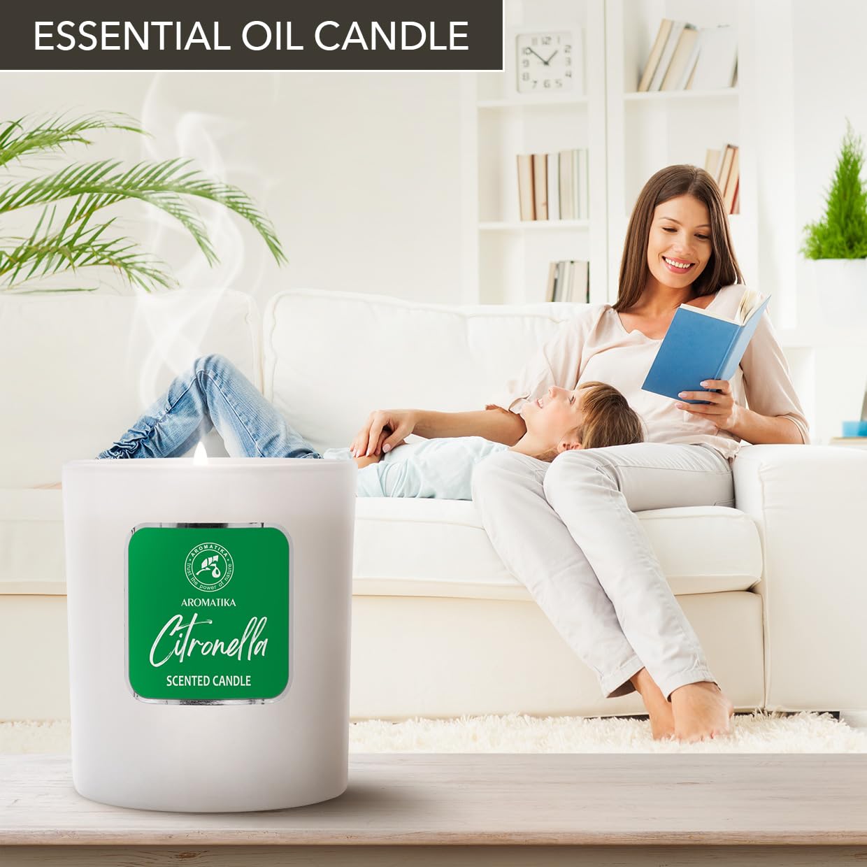 Scented Candle Citronella 200g - Aromatherapy Candle - Soy Wax Candles for Home Scented AROMATIKA
