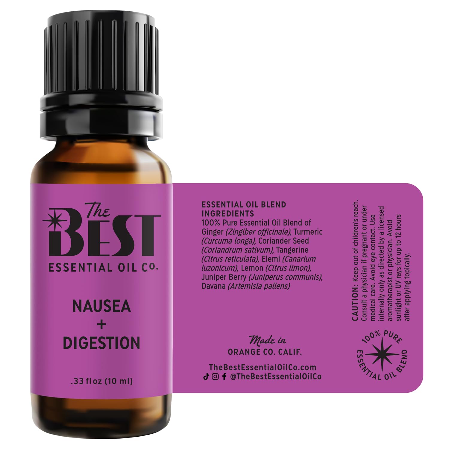 The Best Nausea + Digestion Essential Oil Blend- Premium Grade- 100% Pure & Natural for Aromatherapy The Best Essential Oil Co