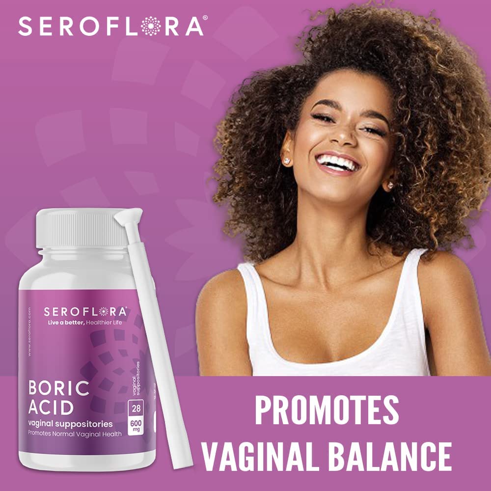 SEROVERA Seroflora Boric Acid Vaginal Suppositories 600 mg + Suppository Applicators Bundle SEROVERA