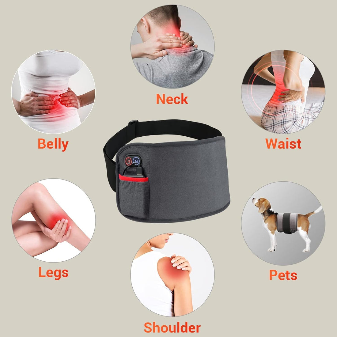 Comfytemp Red Light Therapy Belt, Cordless Infrared Red Light Therapy for Body Device, Wearable Red