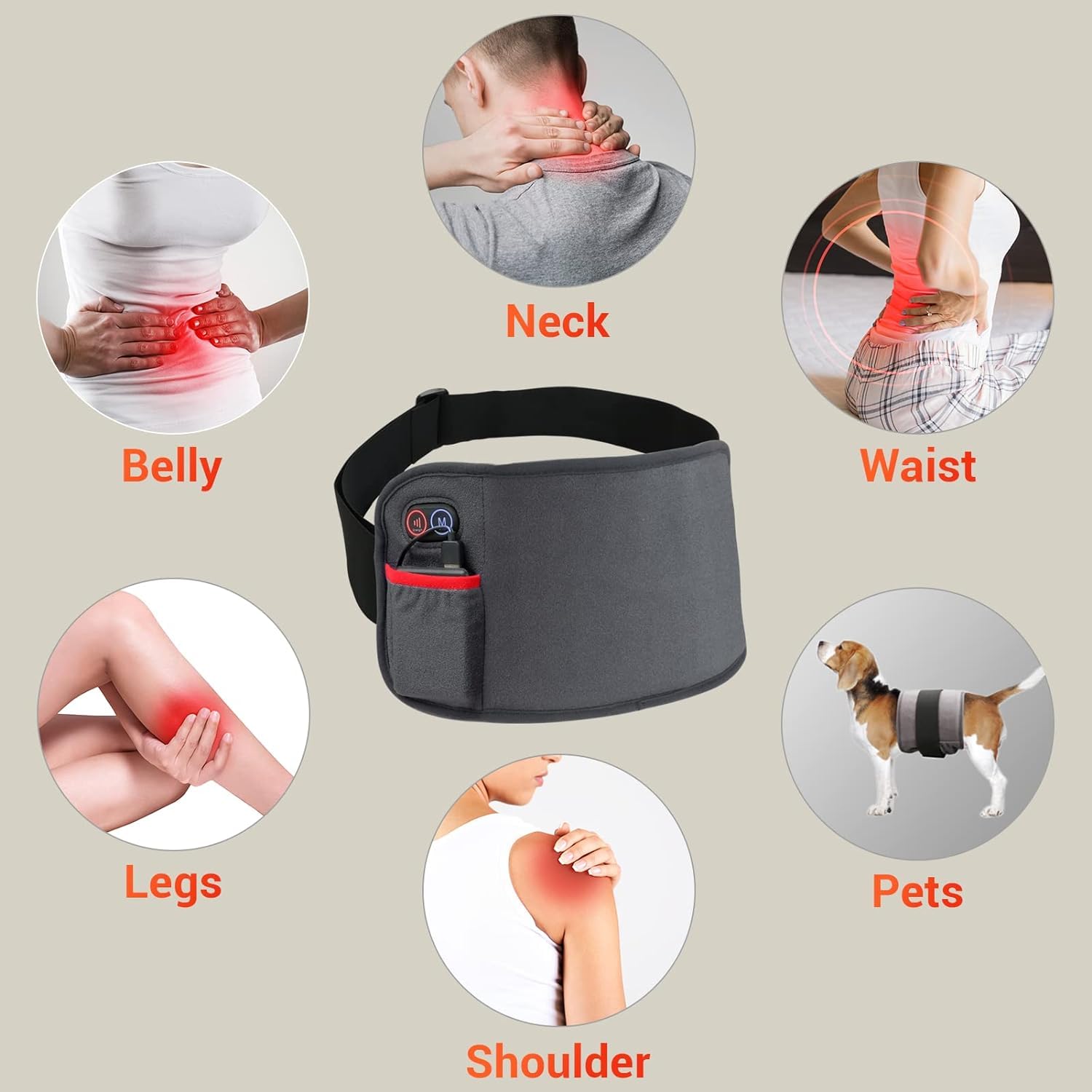 Comfytemp Red Light Therapy Belt, Cordless Infrared Red Light Therapy for Body Device, Wearable Red Comfytemp