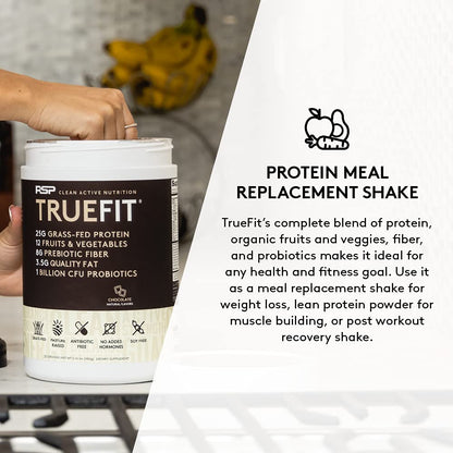 TrueFit Meal Replacement Shake Protein Powder, Grass Fed Whey + Organic Fruits