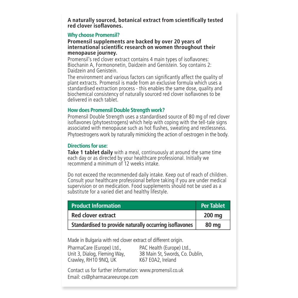 Promensil Red Clover Double Strength 30 tablets Promensil