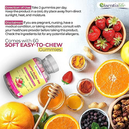 Happy Flow Strawberry-Flavor Chewable PMS Gummies | Hormone Balance Chasteberry