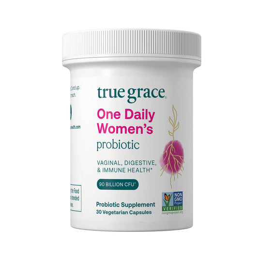True Grace One Daily Women’s Probiotic - 30 Vegetarian Capsules - Digestive, Vaginal 
