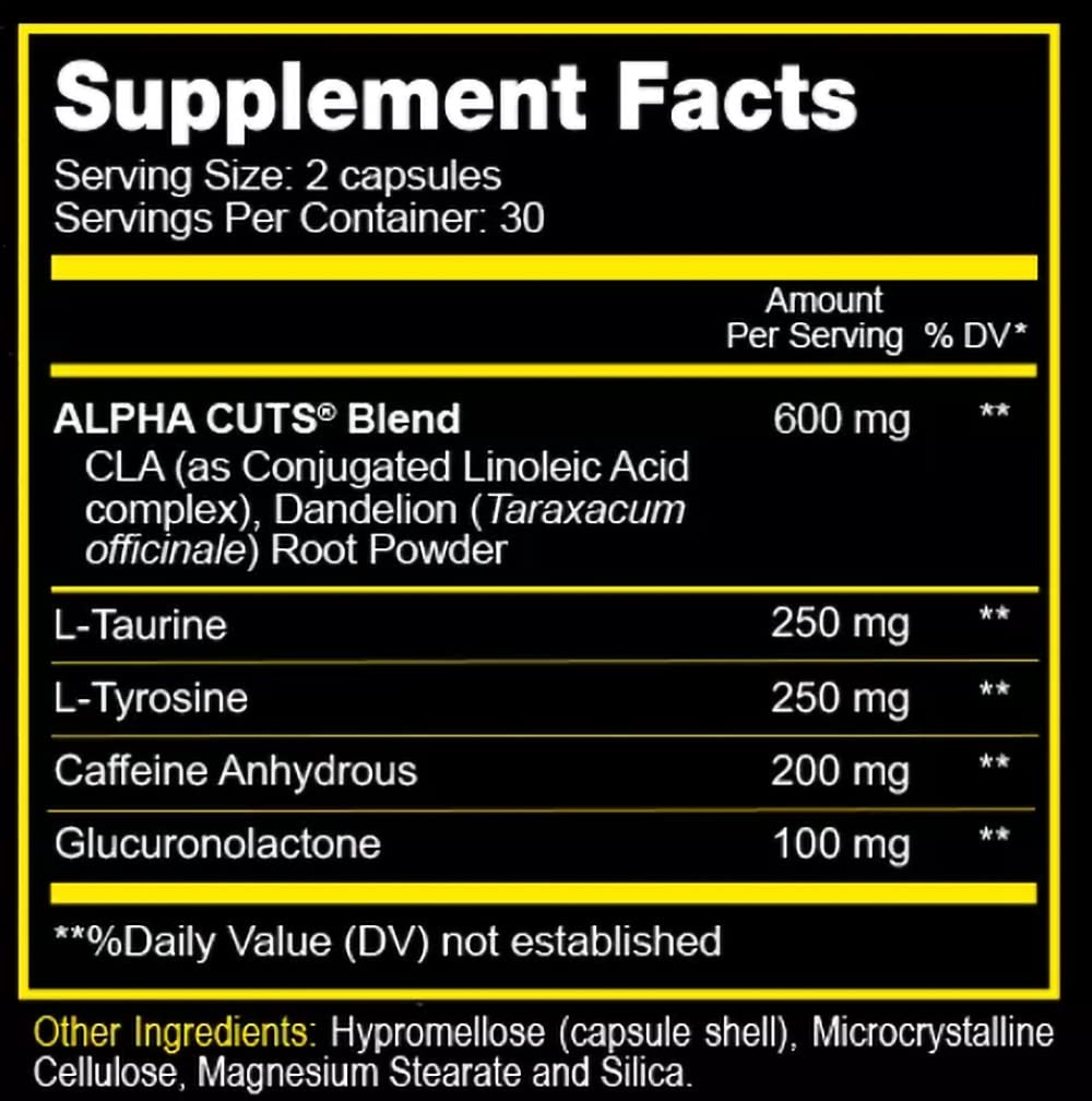 ALPHA CUTS Capsules Fat Burner Thermogenic Men Women Pre Cardio Workout Weight Loss ALPHA CUTS