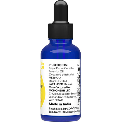 Copaiba - Copal Resin Essential Oil 15 ml - 0.5 oz - Pure & Natural - with Pipette Dropper