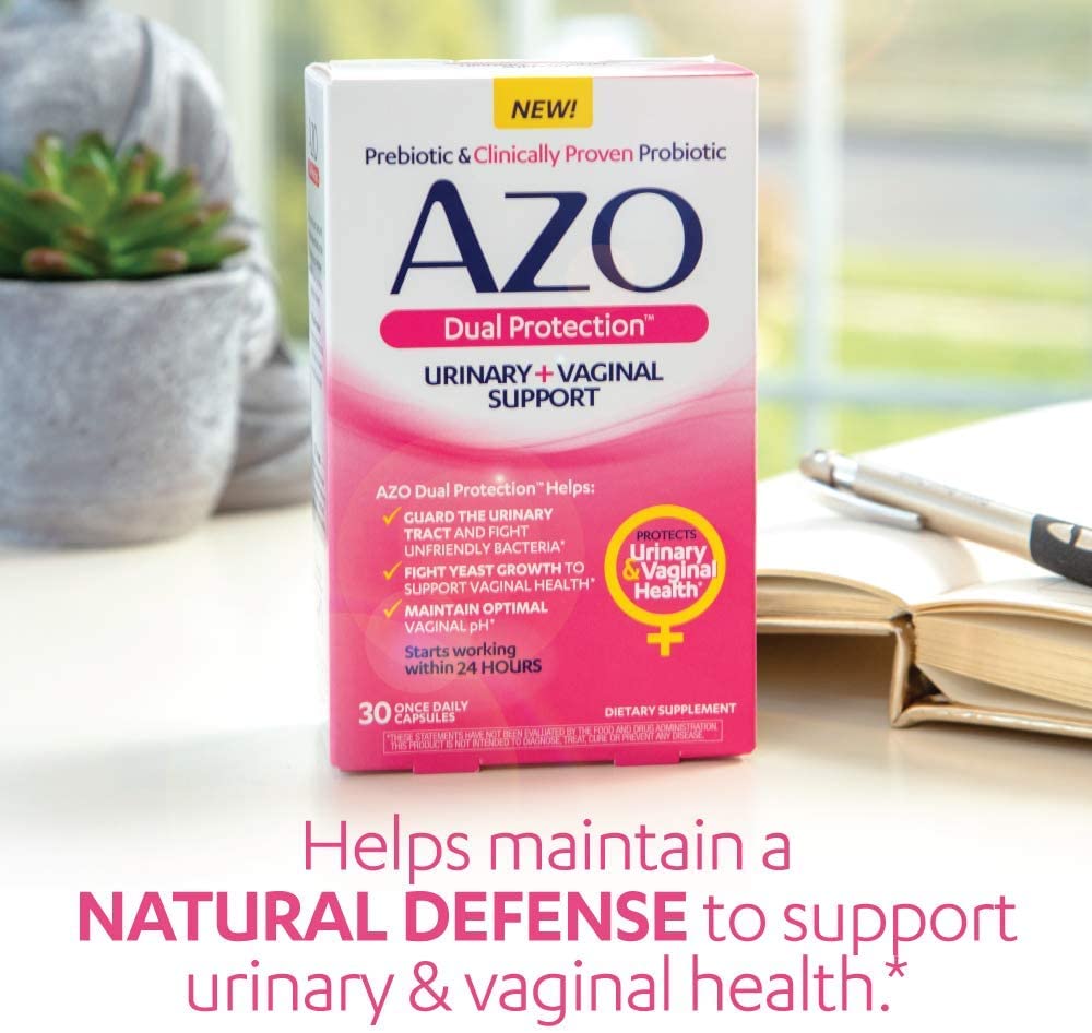 AZO Boric Acid Vaginal Suppositories, 30 Count + AZO Dual Protection, 30 Count, Urinary + Vaginal Support* AZO