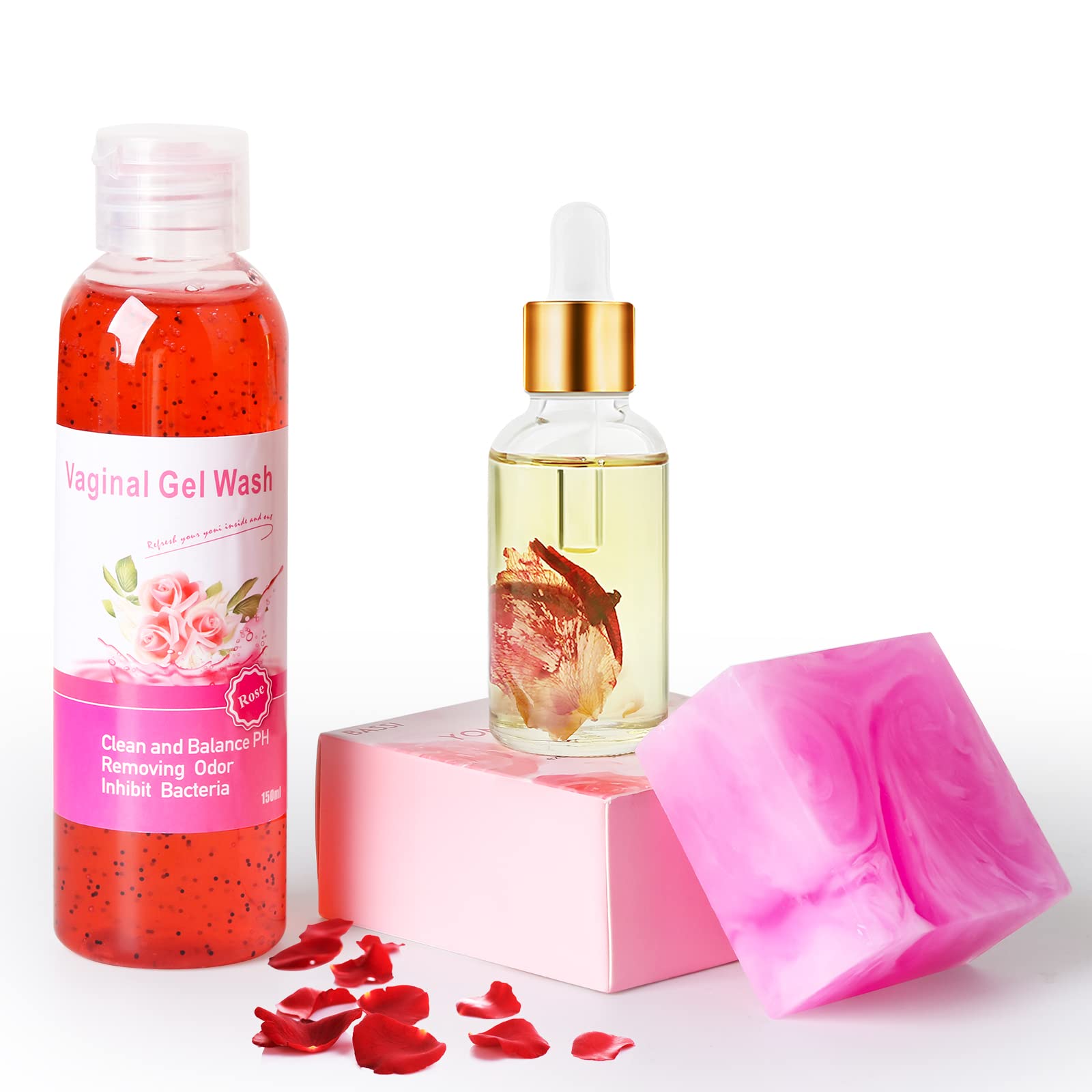 Feminine Wash & Yoni Oil & Yoni Soap Set for Women, Yoni Wash for Vaginal Ph Balance Remove Odor