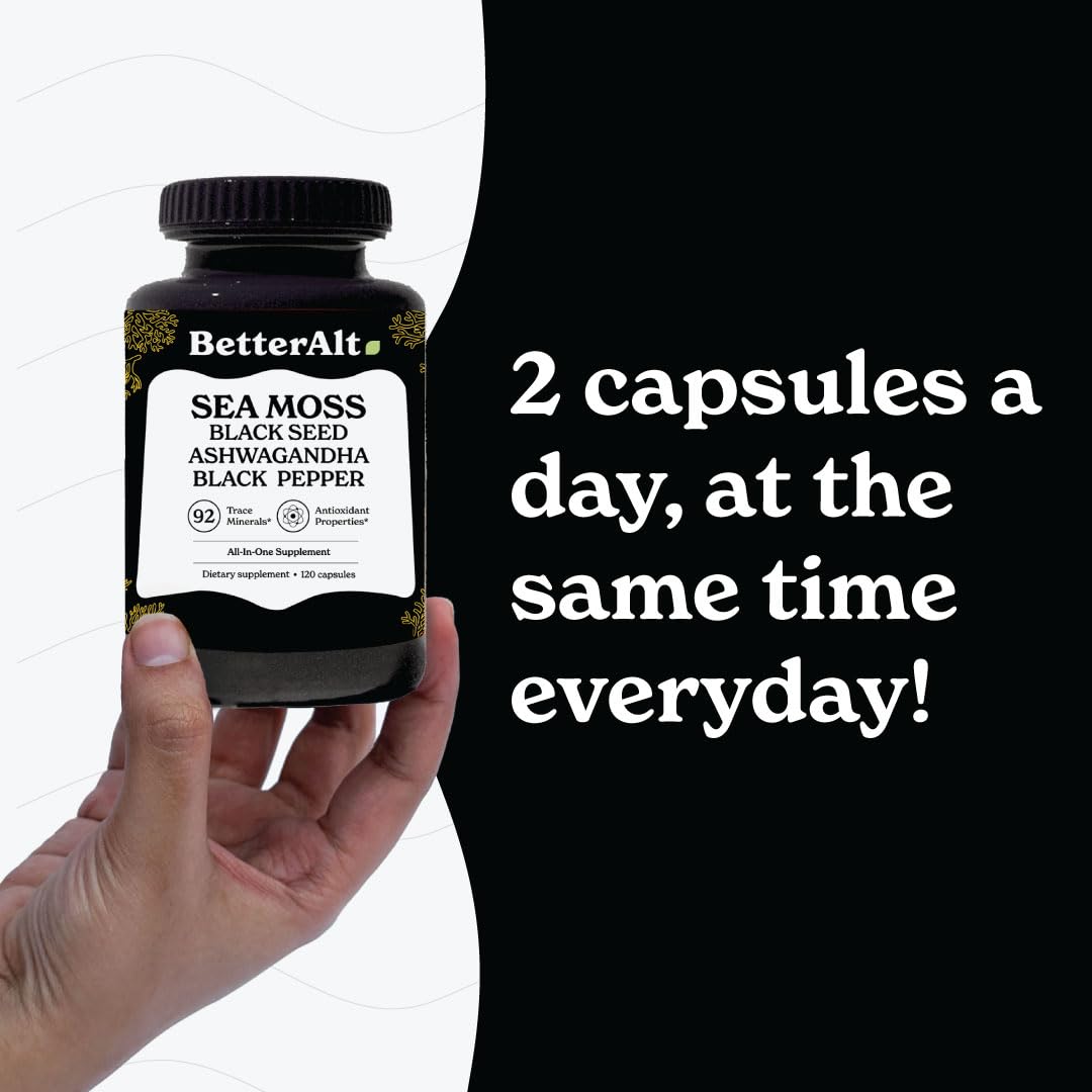 Better Alt Sea Moss Capsules- Irish Sea Moss with Black Seed Oil, Ashwagandha & Black Better Alt