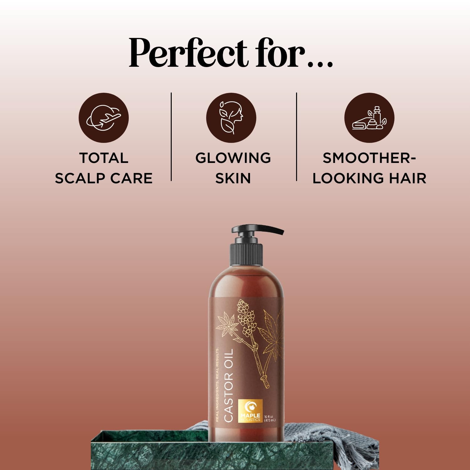 Pure Castor Oil for Body & Skin Care Great for Wraps & Compresses - Castor Oil for Hair Skin Maple Holistics