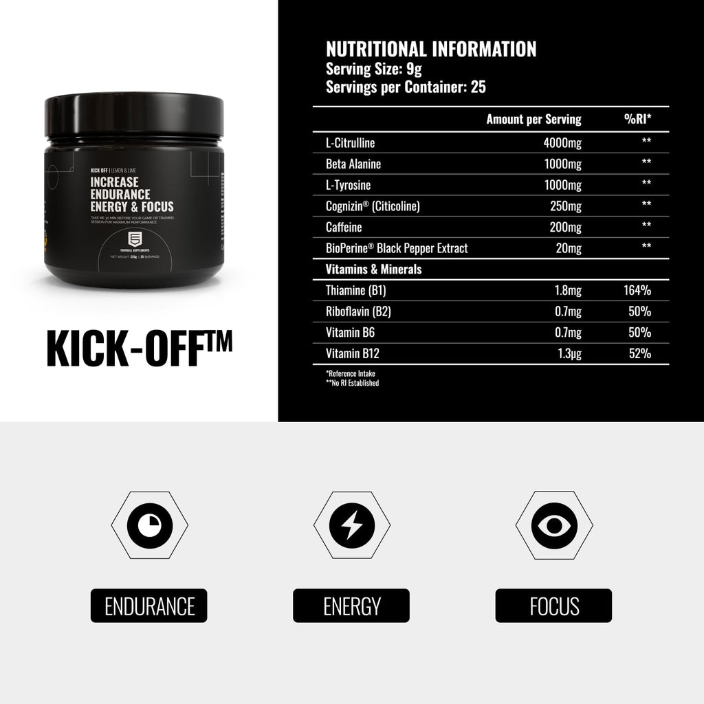Kick Off | Pre-Training/Pre-Game Supplement for Footballers by Football Supplements | Informed Sport-Tested and Banned Substances Tested (Blue Raspberry)