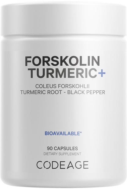 Codeage Forskolin, Pure Forskolin Coleus + Organic Turmeric Root Powder, 95% Curcumins
