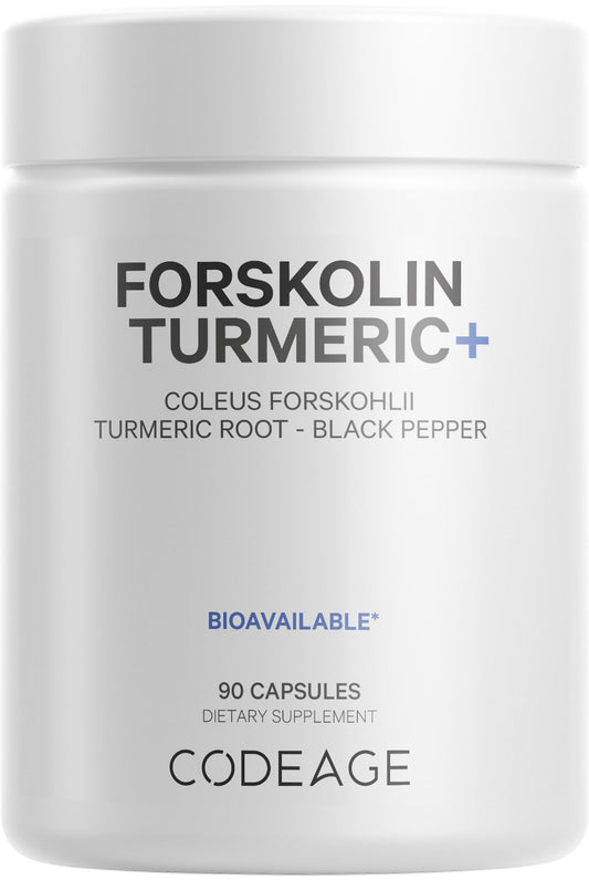 Codeage Forskolin, Pure Forskolin Coleus + Organic Turmeric Root Powder, 95% Curcumins