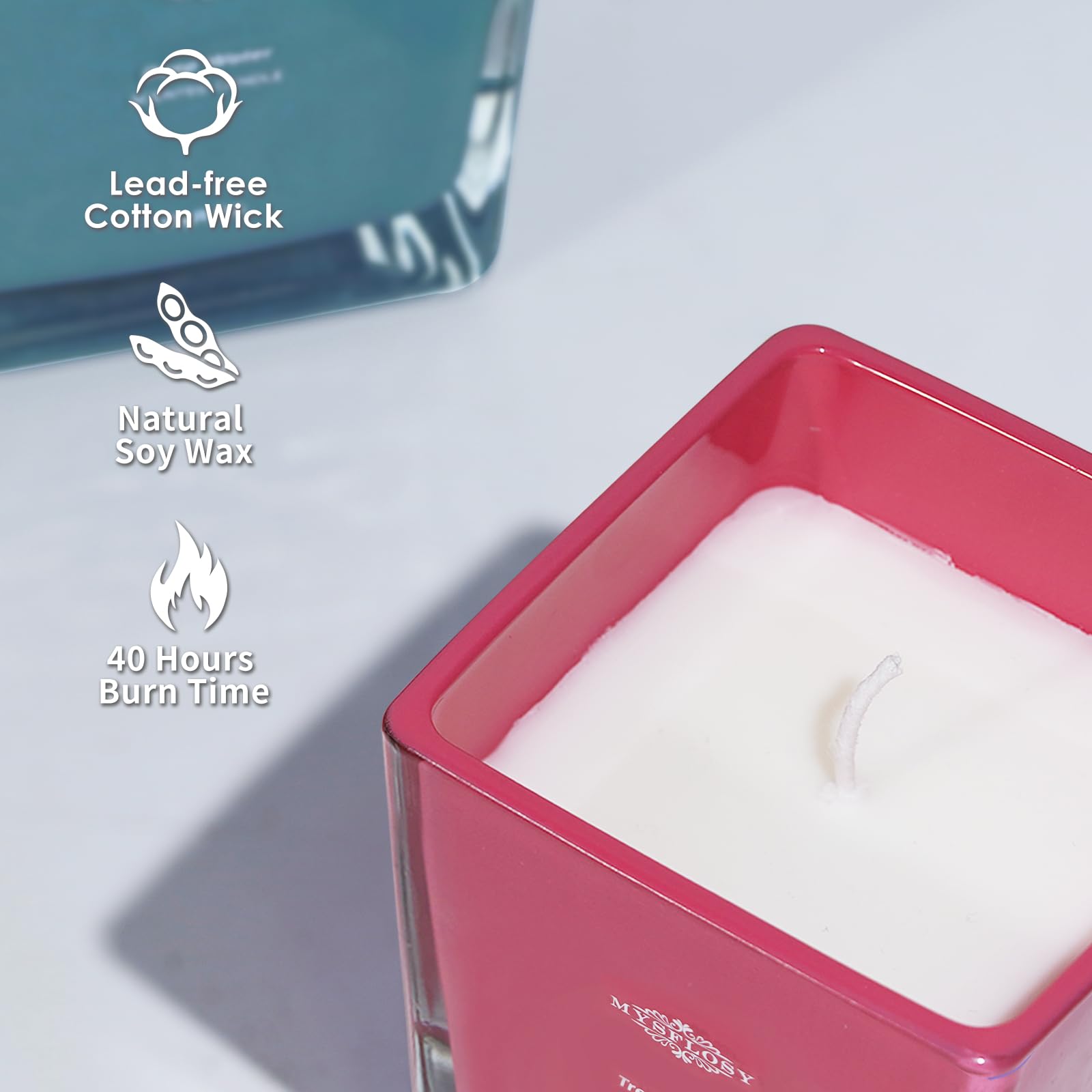 Mysflosy Soy Aromatherapy Candle, 40 Hour Burn time, Scented Candles with Floral and Fruity Scents Mysflosy