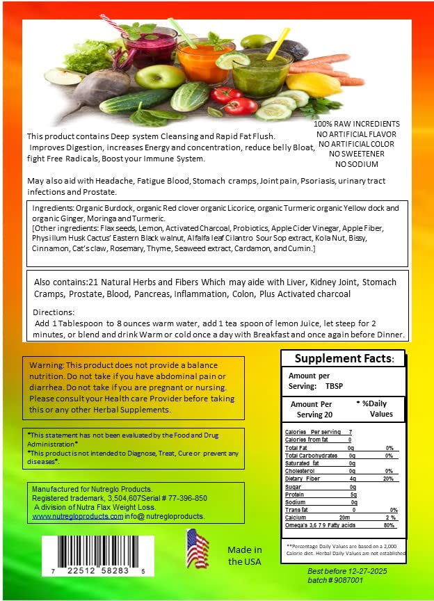 nutreglo 21 Day Rapid Detox and Fat Flush, All Natural Detox Cleanse Drink, Blood Detox Nutreglo