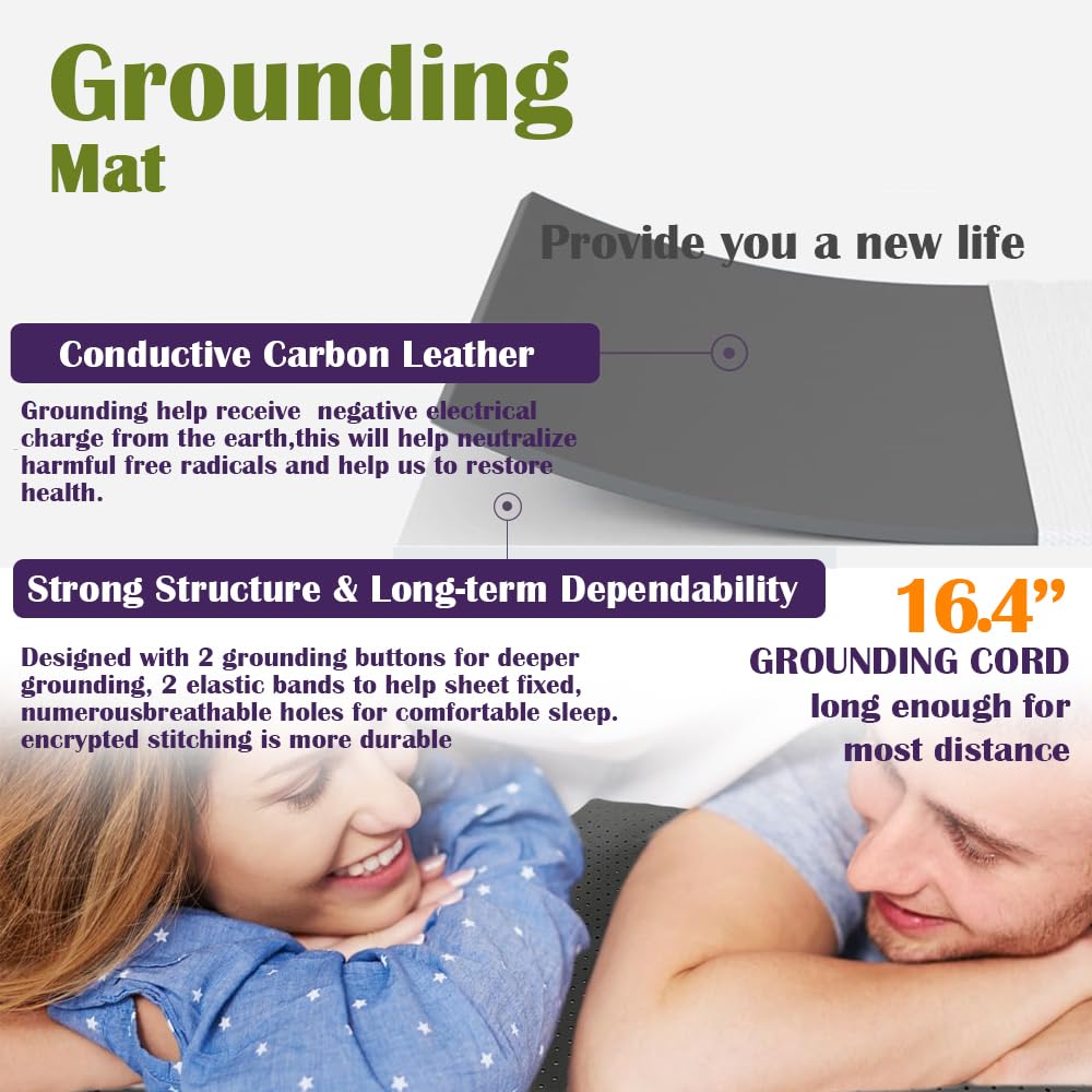 Grounding Mat for Sleeping, Grounding Sheet forBed, Earth Mat Connected for Pain Relief FOPPON
