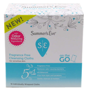 Summer’s Eve Fragrance Free Gentle Daily Feminine Wipes, Removes Odor, pH balanced, 16 Count, (Pack of 3)