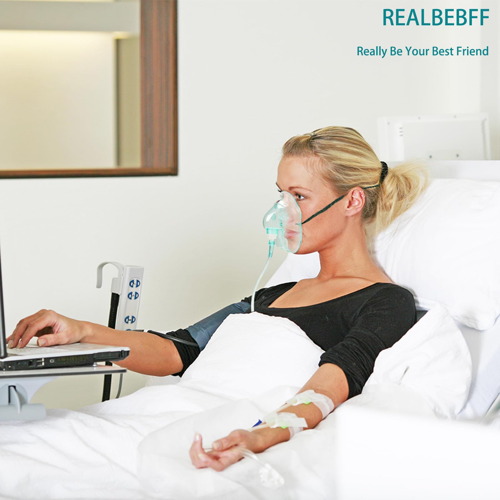 2 Pack Oxygen Mask for Face Adult with 6.6 Ft Tube and Adjustable Elastic Strap - Size XL REALBEBFF